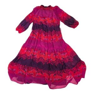 Melonie Plus Size 18W Purple Floral Maxi Dress - Tiered‎ Boho